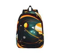 YQxwJL Zaino per laptop in tela con stampa floreale in bianco e nero, borsa da viaggio casual all'aperto, zaino da diario, zaino da libro per uomini e donne, Sistema Solare Giove Saturno, M