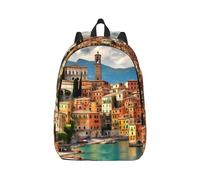 YQxwJL Zaino per laptop in tela con stampa floreale in bianco e nero, borsa da viaggio casual all'aperto, zaino da diario, zaino da libro per uomini e donne, Bella Italia, M