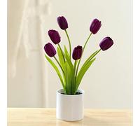 YQYAZL Confezione da 2 tulipani artificiali in vaso, tulipani finti con vaso, fiori di seta per la decorazione della casa e dell'ufficio, decorazioni per la casa