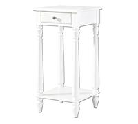 Yqyc Mobiletto Ingresso, Piano a Doppio Strato e Cassetto, Portata 30 Kg, Ideale per Corridoio, Legno Massello(White,40x40x70cm/15x15x27in)
