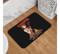 YQZQJEXW Arte BBQ con ragazza anime impertinente. Attenzione non è l'unica cosa che fa caldo qui! Tappetini eleganti tappetini da bagno tappetini per porte.