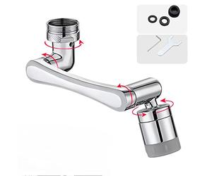 YRAKOZIN Rubinetto Rotante 1440 Gradi, 1080° Multifunzionale Girevole Prolunga Rubinetto Bagno Cucina, Areatore x Rubinetti con Due Metodi Di Uscita Dell'Acqua - Argento