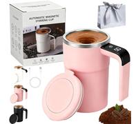 Yrcasu Tazza da caffè magnetica auto-mescolante con display della temperatura, tazza da caffè elettrica automatica per caffè, latte, rosa