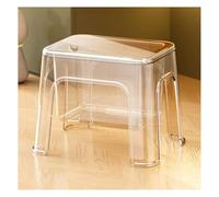 YRCHang Sgabello Doccia Acrilico Trasparente, Sgabello basso con spazio di stoccaggio Impermeabile Sedia per Soggiorno Bagno Comodino Piccoli Spazi Doccia(Color:transparent)