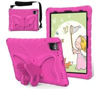 YRDUKJFDJ Borsa e Custodia per Tablet PC Kids Case for iPad Air 11inch (M3 2025 7th/M2 2024 6th), Lightweight Eva Rugged Shockproof Protective Cover with Shoulder Strap Cases Stand Cover(Rose Red)