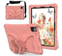 YRDUKJFDJ Borsa e Custodia per Tablet PC Kids Case for iPad Air 11inch (M3 2025 7th/M2 2024 6th), Lightweight Eva Rugged Shockproof Protective Cover with Shoulder Strap Cases Stand Cover(Pembe)