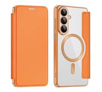 YRDUKJFDJ Custodia a Portafoglio for Samsung Galaxy S26 Plus 5G, Cover in Pelle PU Flip Premium con 3 Slot for Schede e Blocco RFID, Protezione Antiurto con Retro Magnetico Trasparente(Orange)