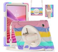 YRDUKJFDJ Custodia for Lenovo Tab S10 10.1 TB-311XU/K10C TB-311FU 2025 2024, Custodia Robusta Antiurto e anticaduta con Tracolla, Custodia Protettiva for Bambini in Silicone(Pink 1)