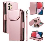 YRDUKJFDJ Porta Cellulare Filp Case for Samsung Galaxy A04S 4G A04 4G Wallet Case with Card Holder for Women And Men, Fashion PU Leather Cover Side Buckle Hand Strap Wallet Phone Case(Pembe)