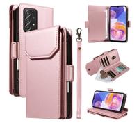 YRDUKJFDJ Porta Cellulare Filp Case for Samsung Galaxy A52S 5G Wallet Case with Card Holder for Women And Men, Fashion PU Leather Cover Side Buckle Hand Strap Wallet Phone Case(Pembe)