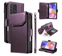 YRDUKJFDJ Porta Cellulare Filp Case for Samsung Galaxy A52S 5G Wallet Case with Card Holder for Women And Men, Fashion PU Leather Cover Side Buckle Hand Strap Wallet Phone Case(Mor)