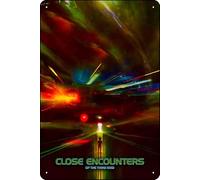 YRENBIYYONZ Incontri ravvicinati del terzo tipo (1977) Targa in metallo con scritta in lingua inglese "Close Encounters of the Third Kind" (1977), decorazione da parete vintage retrò 20,3 x 30,5 cm