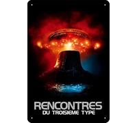 YRENBIYYONZ Incontri ravvicinati del terzo tipo (1977) Targa in metallo con scritta in lingua inglese "Close Encounters of the Third Kind" (1977), decorazione da parete vintage retrò 20,3 x 30,5 cm