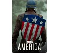 YRENBIYYONZ Targa in metallo con scritta "Captain America: The First Avenger (2011), decorazione da parete, stile vintage retrò, 20,3 x 30,5 cm