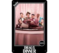YRENBIYYONZ Targa in metallo con scritta "Drag Me to Dinner (2023), decorazione da parete vintage retrò, 20,3 x 30,5 cm