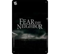 YRENBIYYONZ Targa in metallo con scritta "Fear Thy Neighbor (2014), 20,3 x 30,5 cm, decorazione da parete vintage retrò