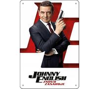 YRENBIYYONZ Targa in metallo con scritta "Johnny English Strikes Again (2018), 20,3 x 30,5 cm, decorazione da parete vintage retrò