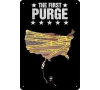 YRENBIYYONZ Targa in metallo con scritta "The First Purge (2018), 20,3 x 30,5 cm, decorazione da parete vintage retrò