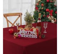 Yrendenge Tovaglia natalizia rossa in stile lino, impermeabile, lavabile, con protezione anti-macchia, effetto loto, per feste e decorazioni natalizie, 130x160 cm