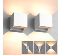 YrgePowk 2 Pezzi Applique da Parete Esterno/Interno, 12W LED Lampada da Parete Angolo del Fascio Regolabile 3000K Bianco Caldo Applique Moderne in Alluminio IP65 Impermeabile - Bianco