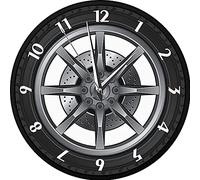 YRHH Orologio da Parete in Metallo A Forma di Pneumatico per Auto Unico E Creativo Design Moderno Silenzioso Nessun Ticchettio Funziona A Batteria per Soggiorno E Camera da Letto 12 Pollici