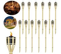 YRHome 12 fiaccole da giardino in bambù per esterni, torcia da giardino, fiaccola, fiaccole a olio, altezza 90 cm, con stoppino, olio per lampada, ricaricabile, decorazione da giardino