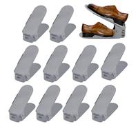 YRHome 20 portascarpe regolabili, organizer per scarpe, in materiale PP, 3 regolabili in altezza, salvaspazio, antiscivolo (grigio)
