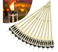YRHome 24 torce da giardino in bambù per esterni, torcia da giardino naturale, fiaccole a olio da giardino, altezza 90 cm, con stoppino, olio per lampada, ricaricabile, decorazione da giardino