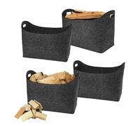 YRHome 4 sacchetti in feltro per legna da ardere, 55 x 30 x 40 cm, pieghevole, in feltro, pieghevole, per fuoco, legna da ardere, legno, giocattoli, giornali, abbigliamento con manico, grigio scuro