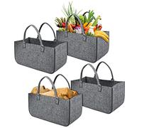 YRHome 4 sacchetti in feltro pieghevoli per legna da ardere, fino a 30 kg, 50 x 25 x 25 cm, colore grigio chiaro