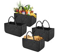 YRHome 4 sacchetti in feltro pieghevoli per legna da ardere, fino a 30 kg, 50 x 25 x 25 cm, colore grigio scuro