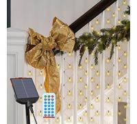 YRHome 6 x 4 m, rete di luci solari per esterni, luce bianca calda, 8 modalità, IP44, con telecomando, timer, funzione di memorizzazione, tenda luminosa per Natale, matrimonio