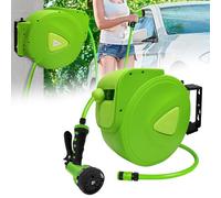 YRHome Avvolgitubo da giardino, 20 m, per tubo da giardino, da parete, per tubo dell'acqua, con avvolgitubo automatico, doccetta manuale, orientabile di 180°
