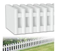 YRHome Bordo per aiuole in plastica, bordi per prato, in plastica, flessibile, effetto legno per fiori, recinzione da giardino, per esterni, bordatura per prato, bianco, 12 pezzi, lunghezza 516 cm