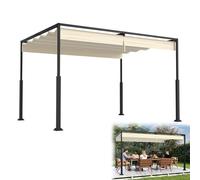 YRHome Gazebo da giardino in acciaio e poliestere, impermeabile e resistente all'inverno, con robuste colonne in metallo, 3 x 4 m, colore: beige