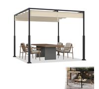 YRHome Gazebo da giardino in acciaio e poliestere, impermeabile e resistente all'inverno, con robuste colonne in metallo, 3 x 3 m, colore: beige