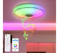 YRHome Lampada da soffitto a LED da 48 W, dimmerabile, con altoparlante Bluetooth, lampada da soffitto a cielo stellato, cambia colore RGB con telecomando o controllo app, riproduzione musicale per