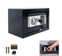 YRHome Mini cassaforte per la casa, 34 l, piccola cassaforte per mobili, in acciaio ferro, con password digitale, 2 chiavi di sicurezza, scatola per batterie e funzioni di allarme