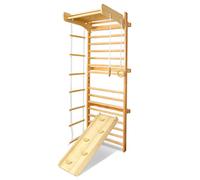 YRHome Parete da arrampicata 6 in 1 in legno con barra di trazione, anelli e scala di corda, parete da ginnastica fitness per la casa e lo sport, attrezzature sportive indoor