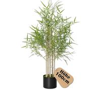YRHome Pianta artificiale in bambù di bambù, grande per interni ed esterni, piante artificiali, come con vaso, decorazione per camera da letto, balcone, altezza 100 cm