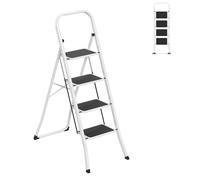 YRHome Scaletta pieghevole a 4 gradini con corrimano, scala da cucina pieghevole, scala da terra, scaletta a mano - Stabile, gradini extra larghi, facile da piegare, max. 150 kg per la casa e la