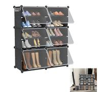 YRHome Scarpiera fai da te, 2 file, 6 livelli, in plastica, chiusura magnetica, scarpiera modulare, sistema di scaffalatura, 12 scatole per scarpe, per armadio, corridoio, camera da letto, ingresso,
