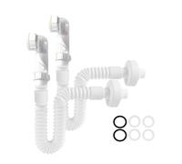 Yrichtra Sifone da 1 1/4 Pollici, Set di 2 Unità, Salvaspazio Regolabile Tubo Scarico Lavandino, Sifone Flessibile per Scarico Lavandino Bagno, Tubo di Scarico con Chiusura Antiodore, Bianco