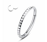 Yrogcu Orecchino a cerchio singolo/doppio in acciaio inox, con chiusura a scatto, per cartilagine, diametro 6 mm, 8 mm, 10 mm, 12 mm, Acciaio inossidabile, Zirconia cubica