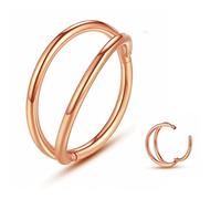 Yrogcu Orecchino a cerchio singolo/doppio in acciaio inox, con chiusura a scatto, per cartilagine, diametro 6 mm, 8 mm, 10 mm, 12 mm, Acciaio inossidabile, Zirconia cubica
