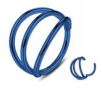 Yrogcu Orecchino a cerchio singolo/doppio in acciaio inox, con chiusura a scatto, per cartilagine, diametro 6 mm, 8 mm, 10 mm, 12 mm, Acciaio inossidabile, Zirconia cubica