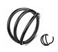 Yrogcu Orecchino a cerchio singolo/doppio in acciaio inox, con chiusura a scatto, per cartilagine, diametro 6 mm, 8 mm, 10 mm, 12 mm, Acciaio inossidabile, Zirconia cubica