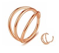 Yrogcu Orecchino a cerchio singolo/doppio in acciaio inox, con chiusura a scatto, per cartilagine, diametro 6 mm, 8 mm, 10 mm, 12 mm, Acciaio inossidabile, Zirconia cubica