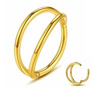 Yrogcu Orecchino a cerchio singolo/doppio in acciaio inox, con chiusura a scatto, per cartilagine, diametro 6 mm, 8 mm, 10 mm, 12 mm, Acciaio inossidabile, Zirconia cubica