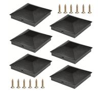 YROHGKPN 3 5 pollici base in legno di copertura per asta, lato superiore in plastica con piramidi, struttura di scarico dell'acqua per recinzione, copertura impermeabile per pali in plastica PP